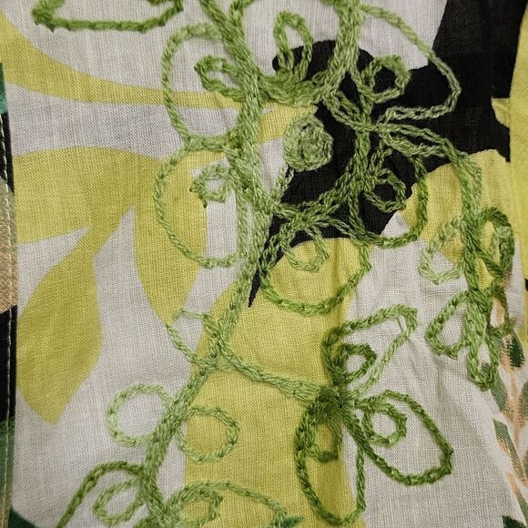 CC Chic Connections Top L Green Floral Button Up Roll Tab Sleeve 100% Cotton NWT - Picture 5 of 5